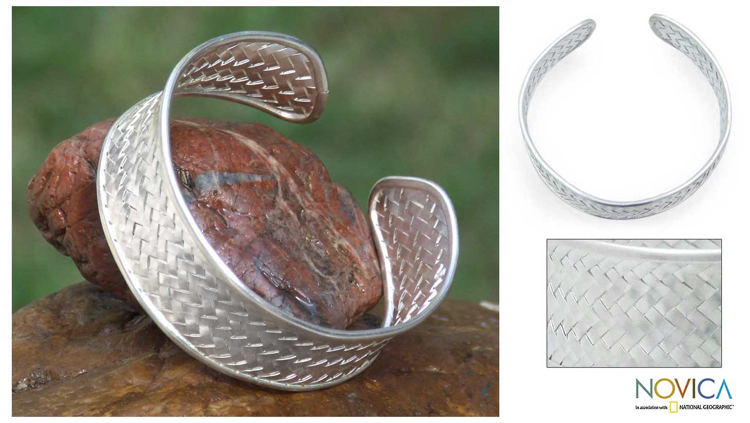 Sterling Silver Bamboo Cuff Bracelet (Thailand)  