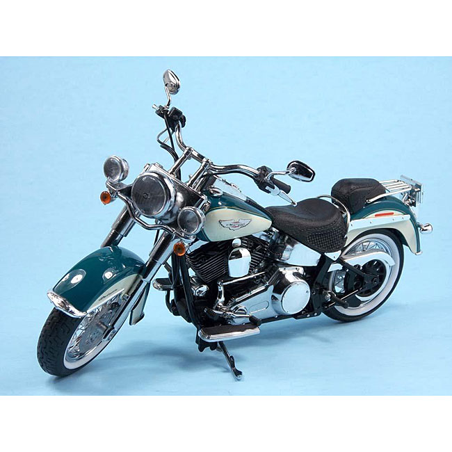 Harley Davidson Softail Deluxe Deep Turquoise Die Cast Motorcycle 