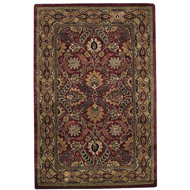 Alliyah Handmade Pompean Red New Zealand Blend Wool Rug - 5' x 8'