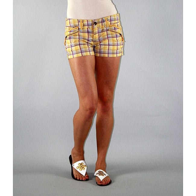 Institute Liberal Womens Yellow Plaid Shorts   12907755  