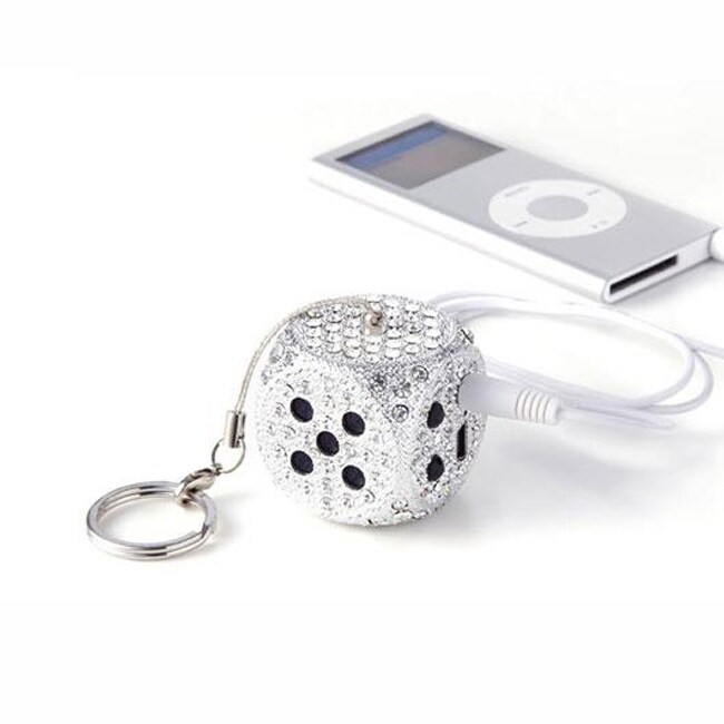 Rhinestone Dice Keychain  Speaker  