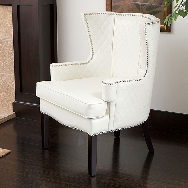 Roma White Quilted Bonded Leather Arm Chair