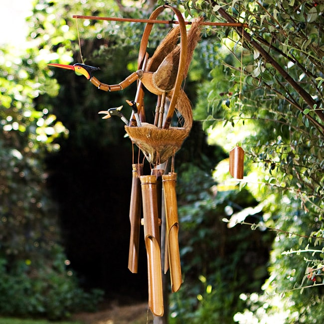 Bamboo and Coconut 26 inch Bird with Baby Chime (Indonesia) Today $31