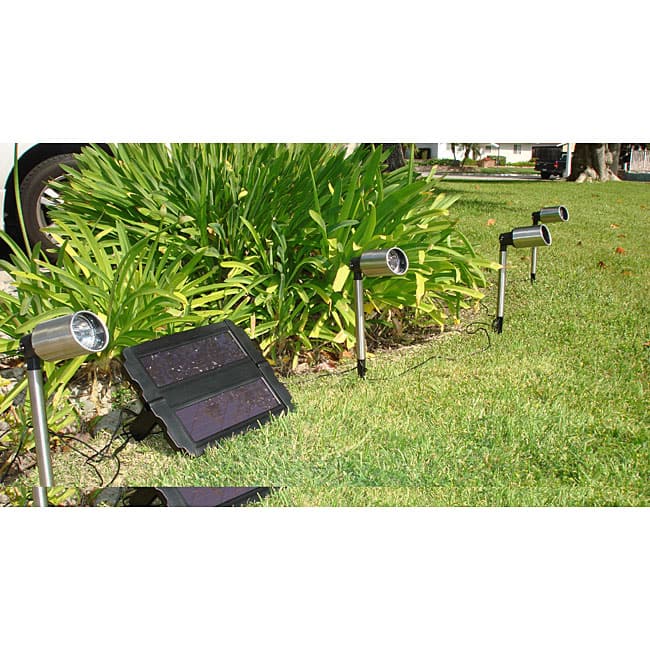 LED Wired Stainless Steel Solar Spotlights (Set of 4)