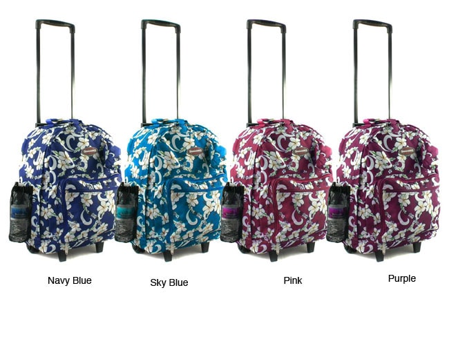 Tropical Flower 18 inch Rolling Carry On Backpack  