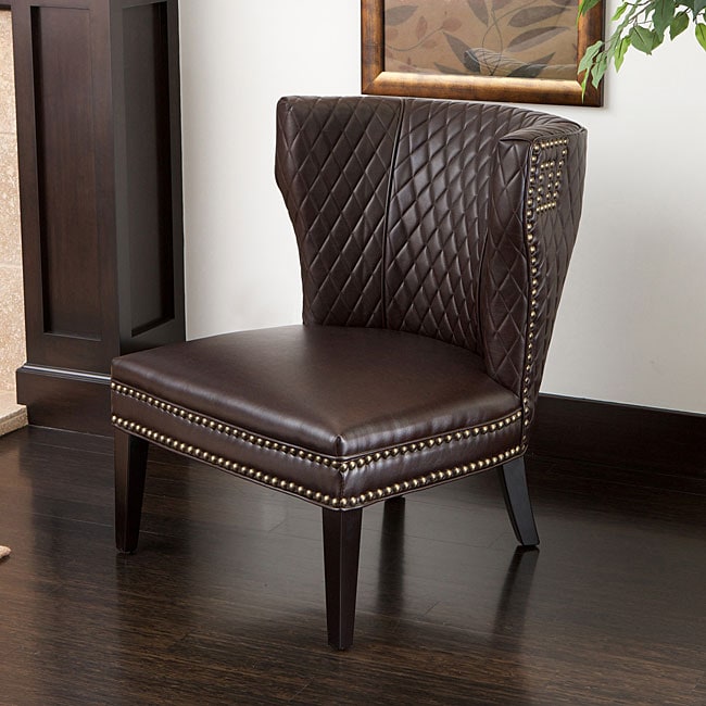 Tessa Brown Bonded Leather Quilted Chair