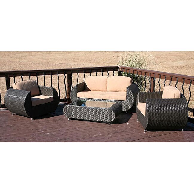 Beaufort 4-piece All-weather Resin Wicker Patio Furniture Set - Free Shipping Today - Overstock 