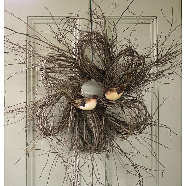 30 inch Nantucket Grey Partridge Petal Twig Wreath  