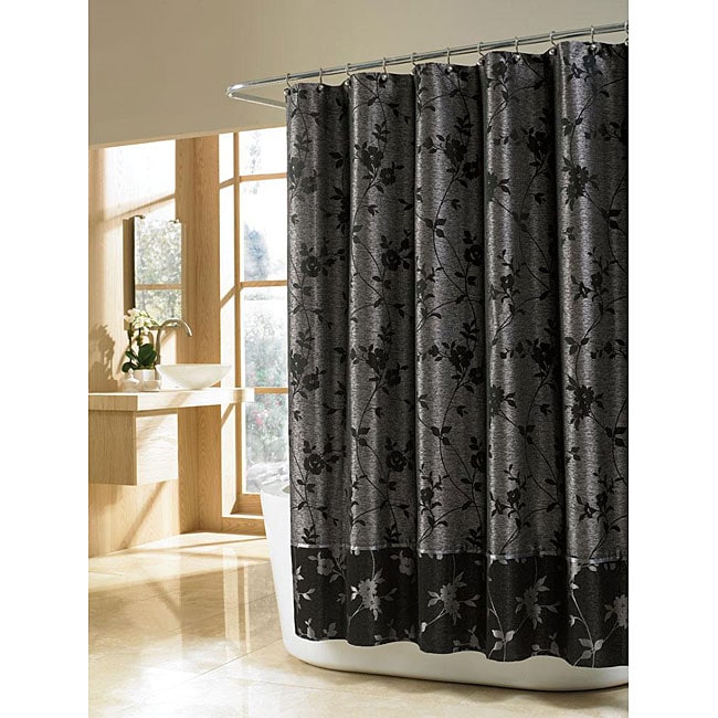 Manor Hill Silhouette Floral Black Shower Curtain - Free Shipping On