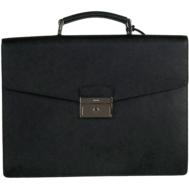 Prada Saffiano Double Gusset Briefcase  