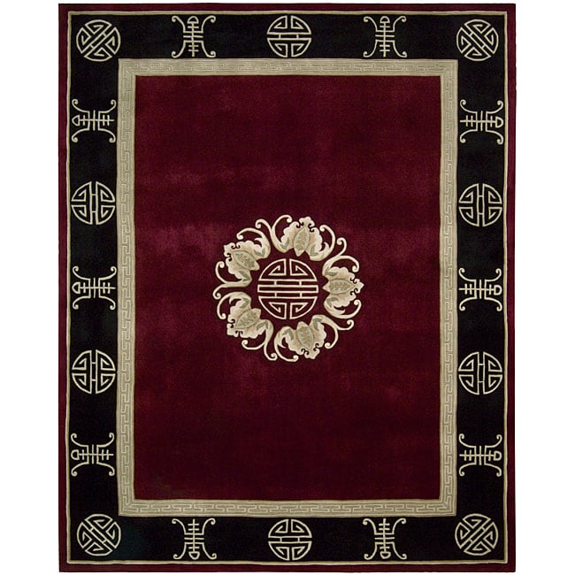 Nourison Hand tufted Dynasty Red Wool Rug (5'6 x 8'6) Nourison 5x8   6x9 Rugs