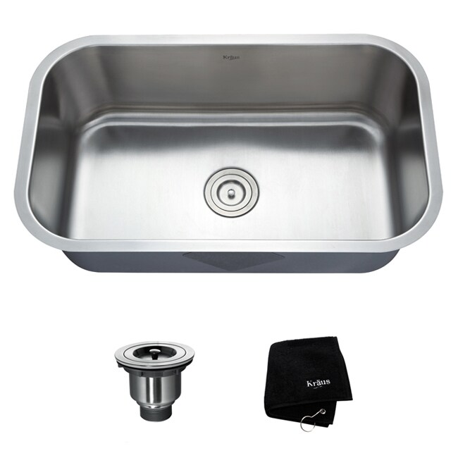 Kraus 30 Inch Undermount Single Bowl Stainless Steel Kitchen Sink