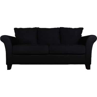 Provence Black Flared-arm Microfiber Sofa