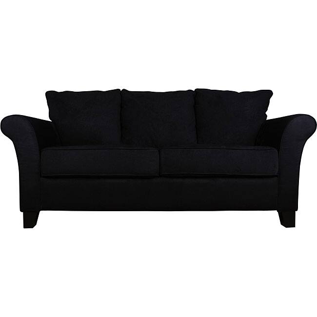 Provence Black Flared-arm Microfiber Sofa