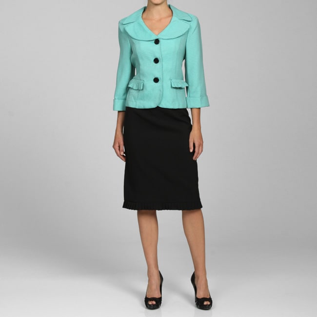 Sweet Women's Portrait-collar Jacket and Pleated Skirt Suit - Overstock ...