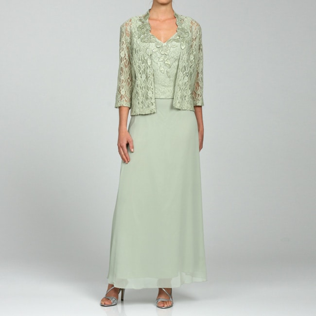 Karen Miller Women's Sage Lace Jacket 2-piece Long Dress - Free ...