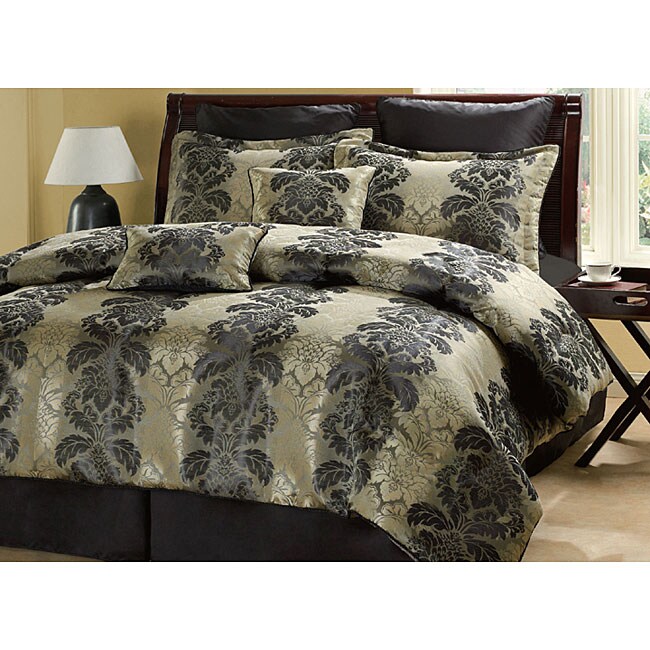 Palazzo 8piece Damask Black/ Taupe Comforter Set Free Shipping On
