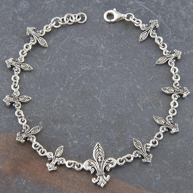 Adjule Sterling Silver Fleur De Lis Bracelet Thailand Adjule Sterling Silver Fleur De Lis Bracelet Thailand