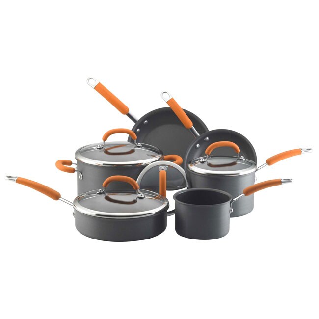   Porcelain Nonstick Enamel 10 piece Orange Cookware Set  