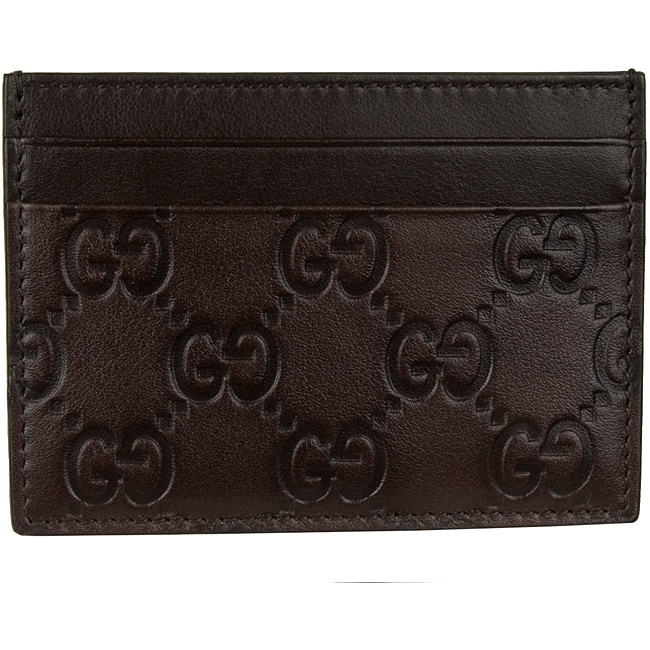 Guccissima Mens Brown Leather Business Card Holder  