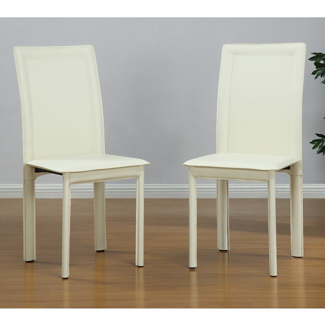Cream Vinyl Dining Chairs (Set of 4) Free Shipping Today Overstock