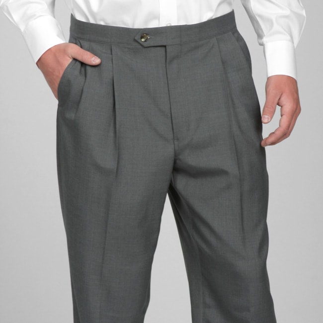 Sansabelt Men's Four Seasons Grey Pleated Dress Pants - Free Shipping ...