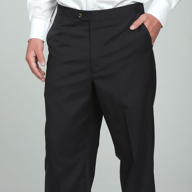 Sansabelt Men's 4 Seasons Navy Flat-front Dress Pants - Free Shipping ...