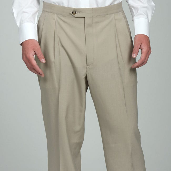 Sansabelt Mens 4 Seasons Light Grey Pleated Dress Pants   