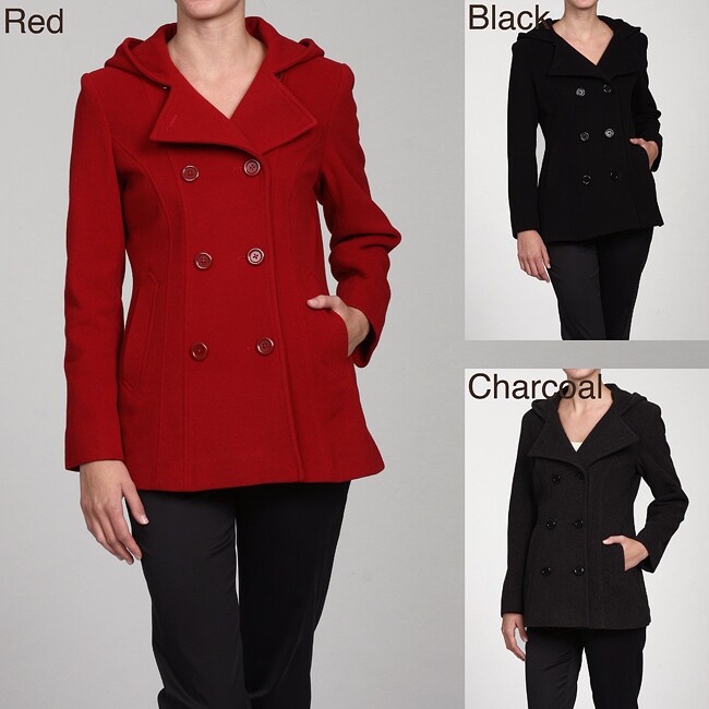 Miss Sixty Women S Wool Fleece Hooded Peacoat Free Shipping On Sportoli Women S Down Alternative Warm Winter Puffer Coat With Plush Lined Fur Trim Hood