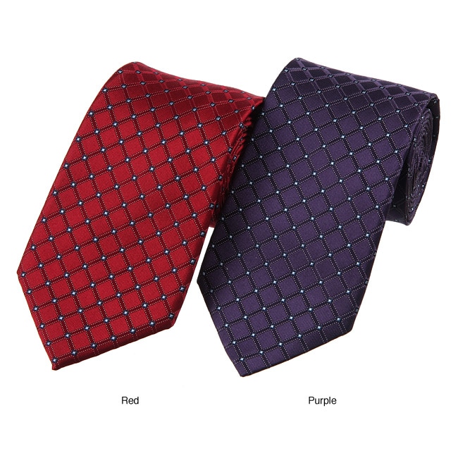 Nautica Mens Connected Pindot Grid Silk Tie  