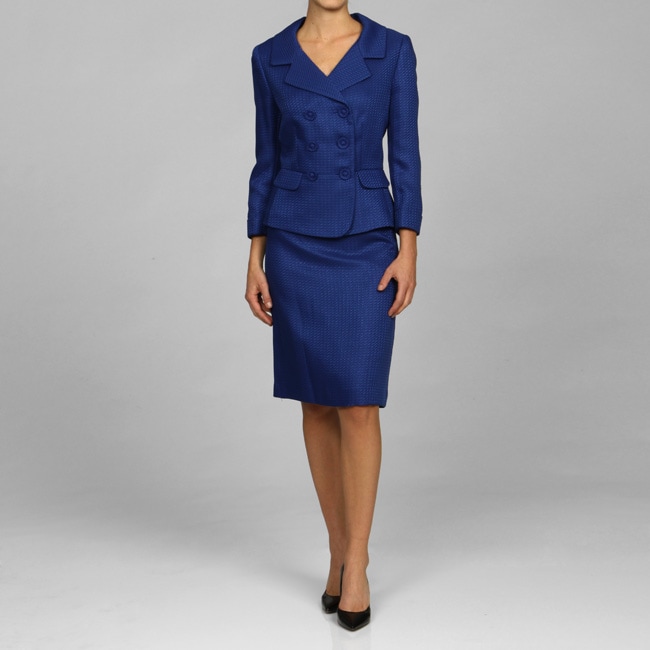 Tahari ASL Women's Blue Double-breasted Skirt Suit - 12960082 ...