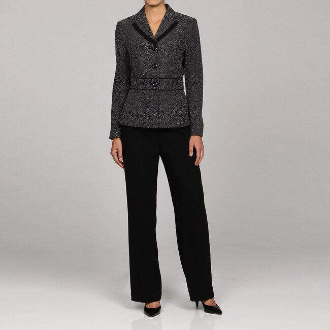 Kasper Women's Framed Collar Tweed Jacket Pant Suit - 12961679 ...