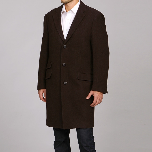 Hart Schaffner Marx Mens Stitched Wool Top Coat  