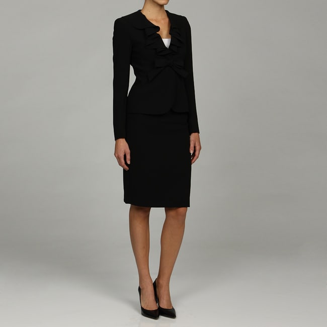 Anne Klein Women's Tie Front Ruffle Jacket Skirt Suit - 12964208 ...