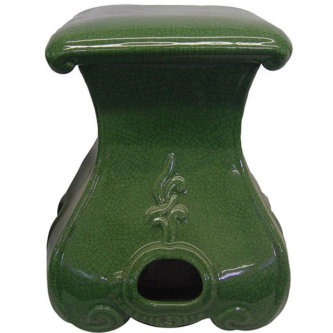 Celedon Crackle Square Porcelain Garden Stool