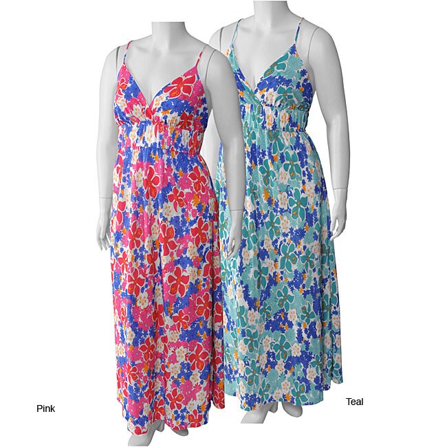 Style UP Womens Plus Size Floral Print Maxi Dress  