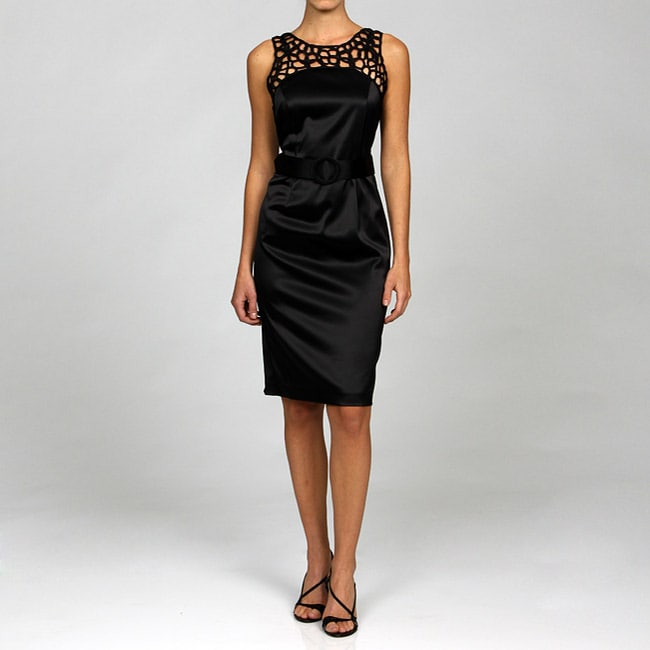 Julian Taylor Women's Black Stretch Satin Dress - Free Shipping On ...