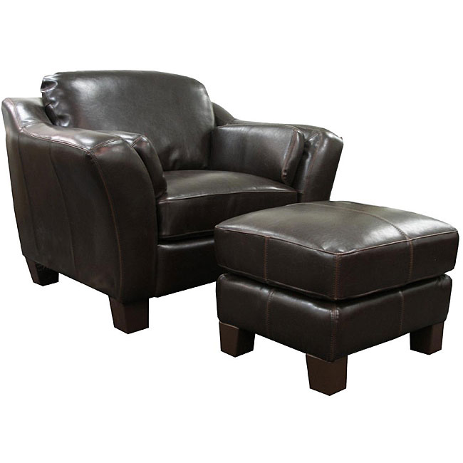 Dark Chocolate Leather Studio Ottoman