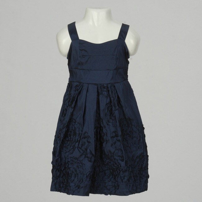 Ruby Rox Girls Navy Blue Rosette Dress  