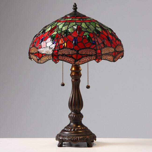 Tiffany-style Red Dragonfly Table Lamp
