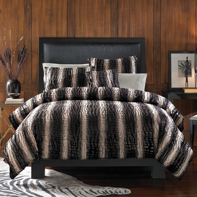 Striped Crocodile Faux Fur 3 Piece King Duvet Cover Set Free Striped Crocodile Faux Fur 3 Piece King Duvet Cover Set