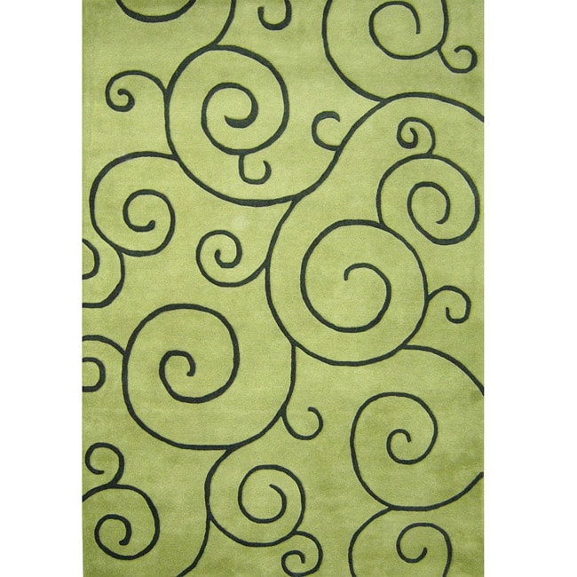 Hand tufted Sarah Scrolls Green Wool Rug (8 x 10)  