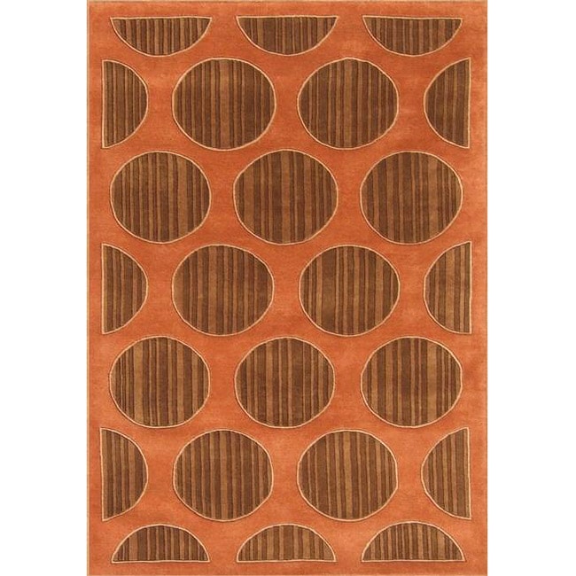 Hand tufted Metro Circles Brown Wool Rug (5 x 8)