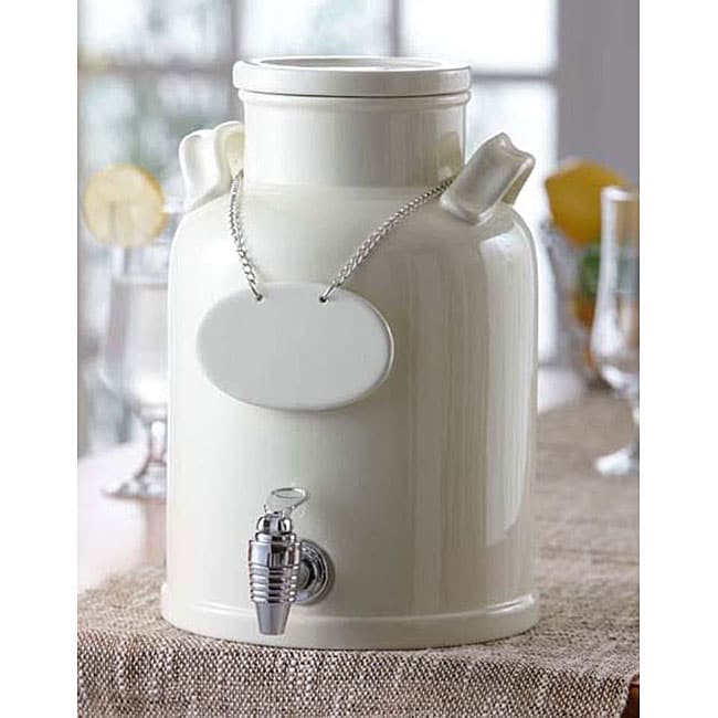 American Atelier 240oz White Ceramic Beverage Dispenser Free