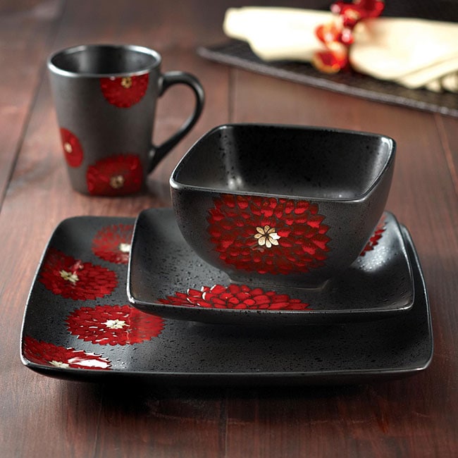 American Atelier Asiana Red 16 piece Dinnerware Set  