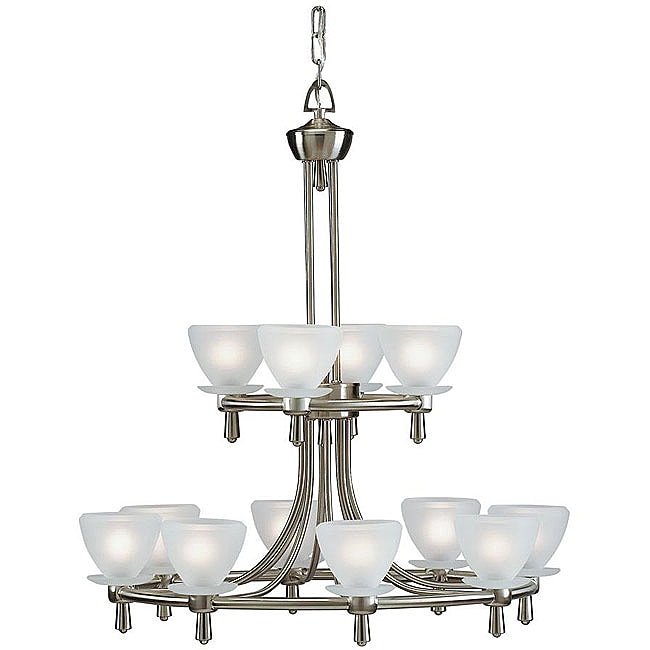 12 light Brushed Nickel Chandelier  