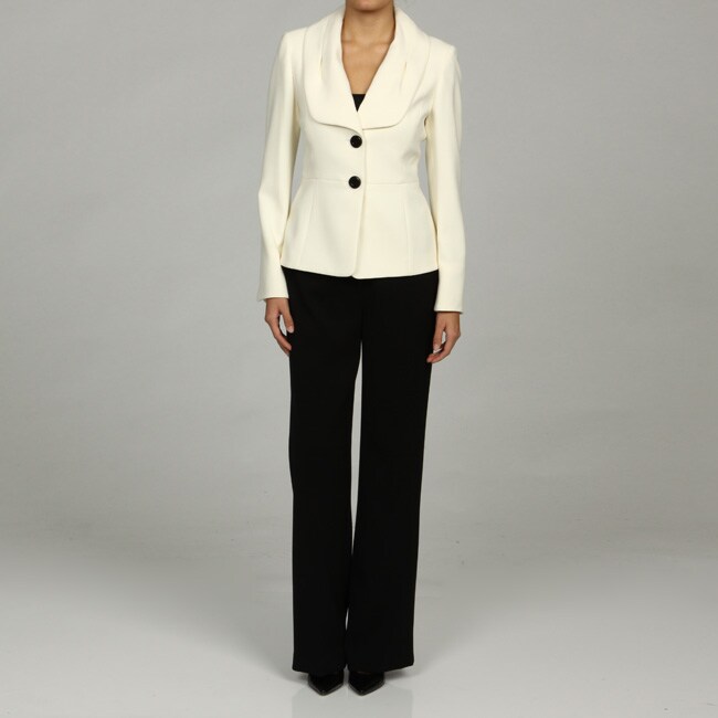 Jones New York Women's 2-piece Pleated Peter Pan Collar Pant Suit ...