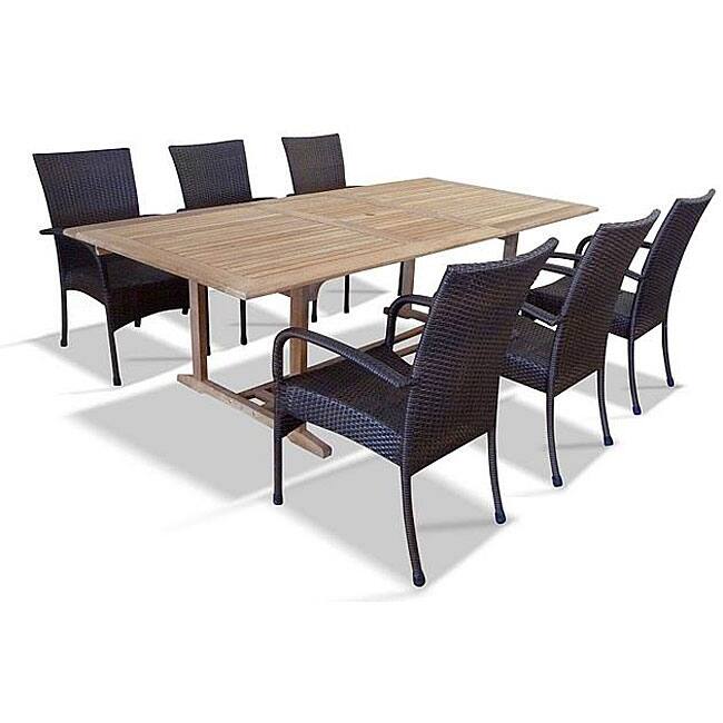 Outdoor 7-piece Eucalyptus Wood Dining Set