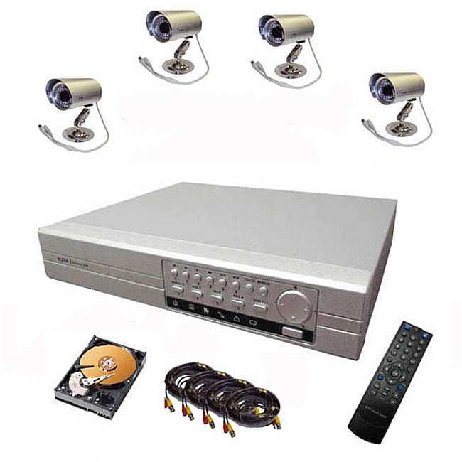 Web Ready 4 channel 500GB HDDVR Surveillance System with 4 Night 