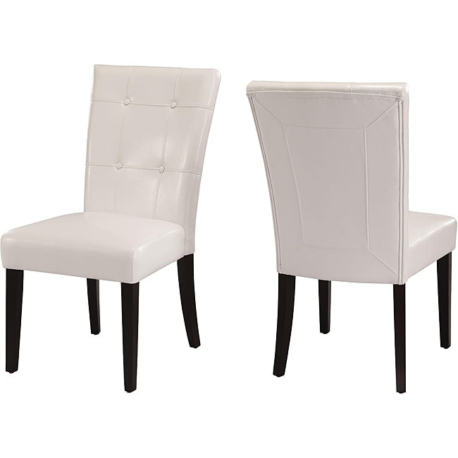 Shop Domusindo Button Tufted White Parsons Chair Set Of 2